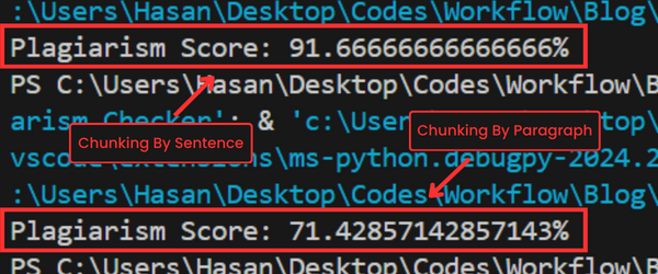 Difference between chunking by sentences and chunking by paragraphs