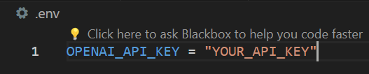 OpenAI key implementation in .env file